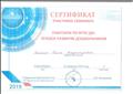 Сертификат участника семинара 4 часа "Работаем по ФГОС ДО: речевое развитие дошкольника 2019 г.